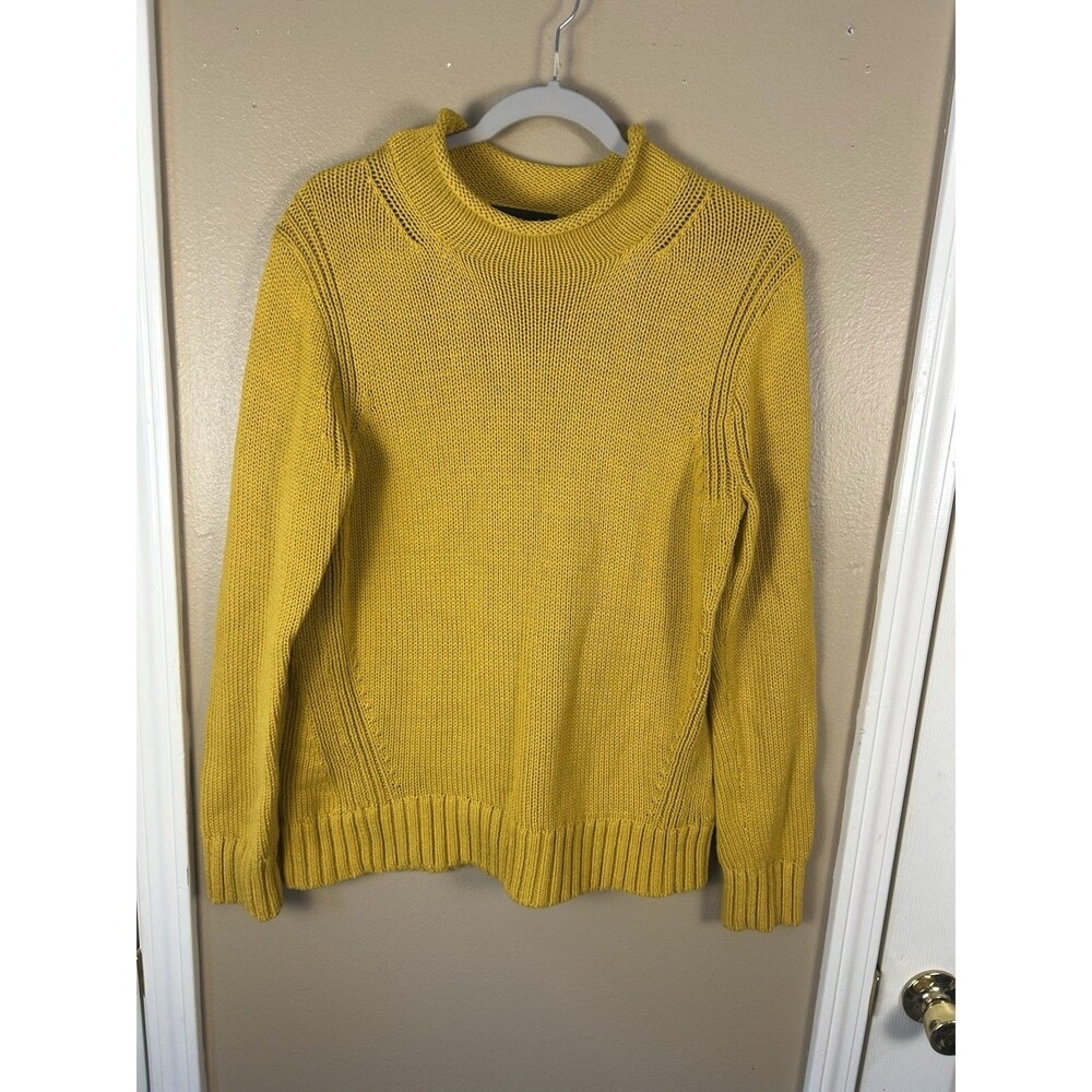 J. Crew Always 1988 Roll Neck Oarsman Fisherman Knit Sweater Yellow FA18 S/M